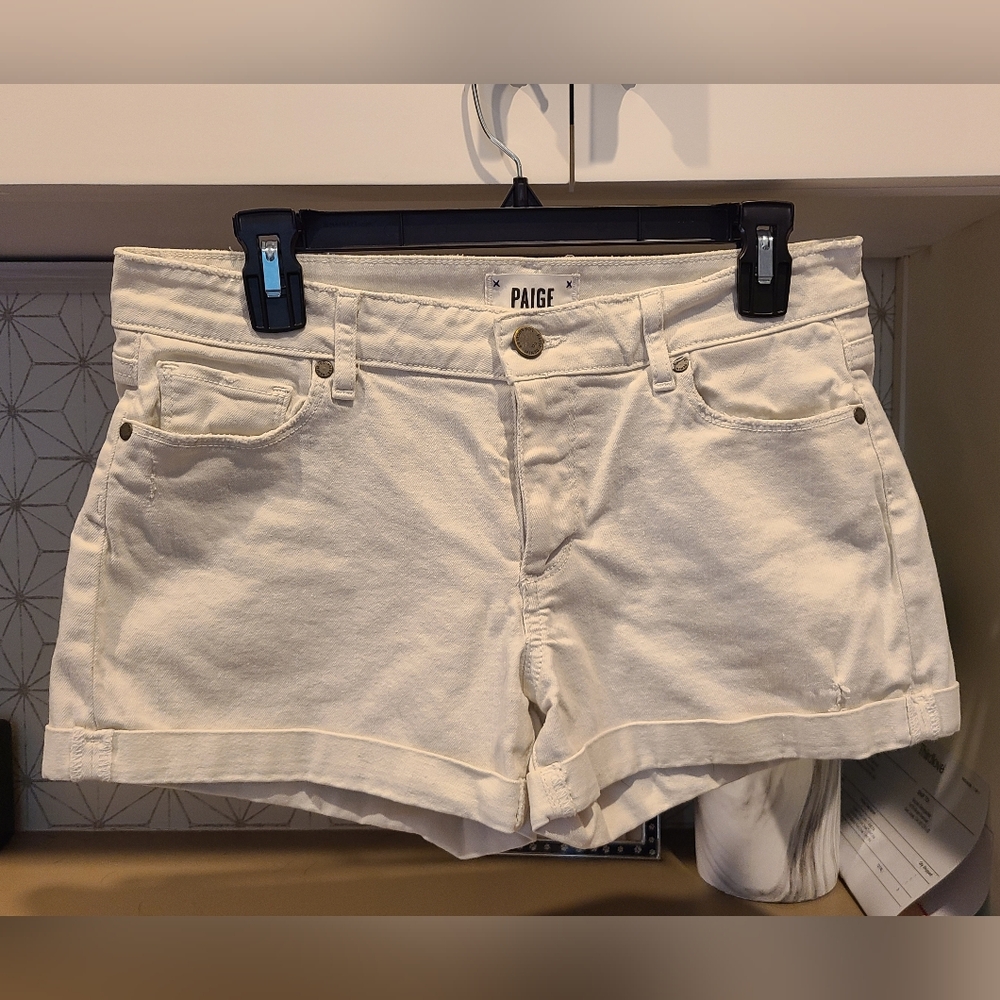 PAIGE Women's White Jean Shorts